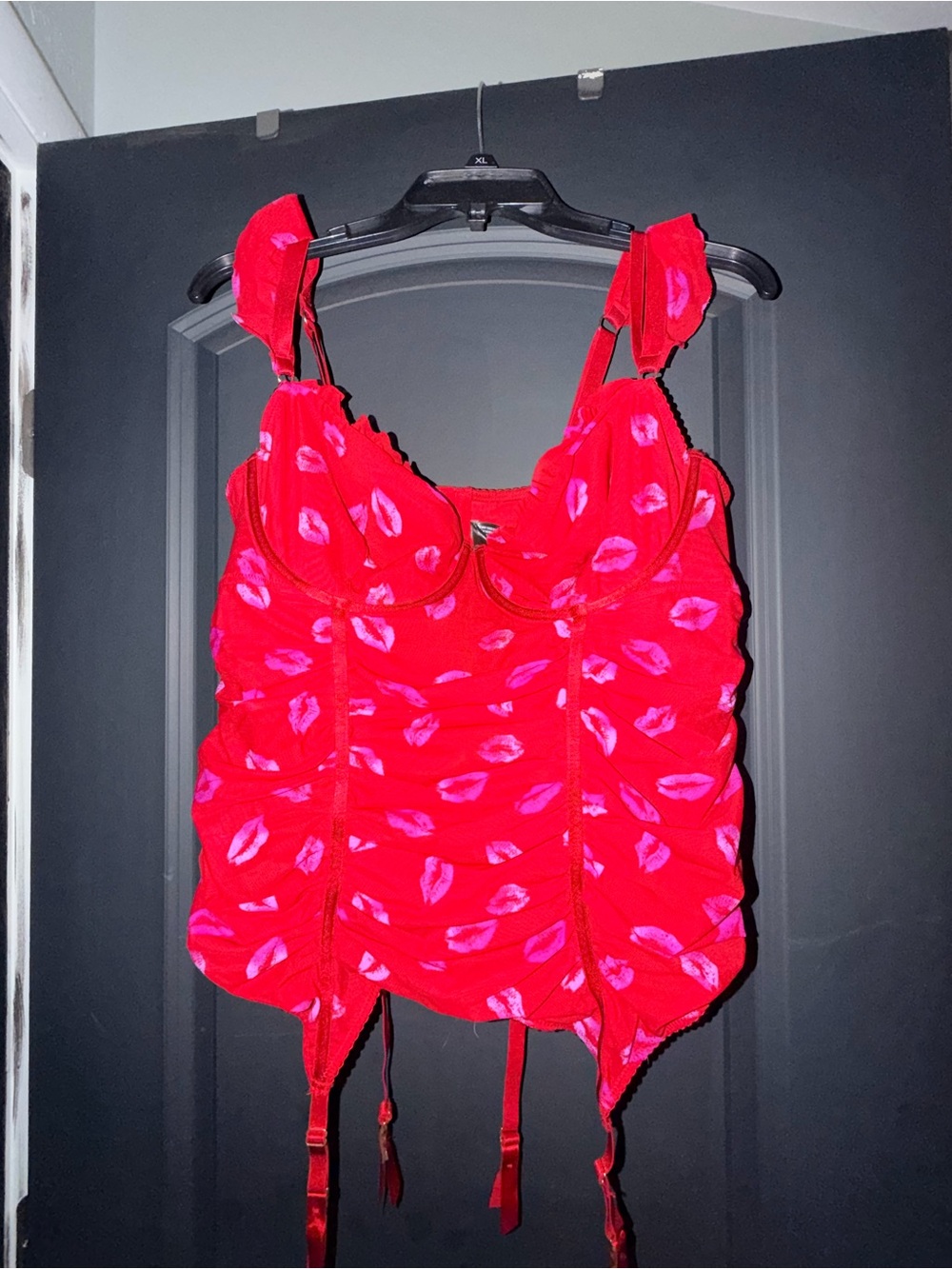 Torrid Curve Red Lips Print Mesh Bustier Corset Lingerie Top 1x